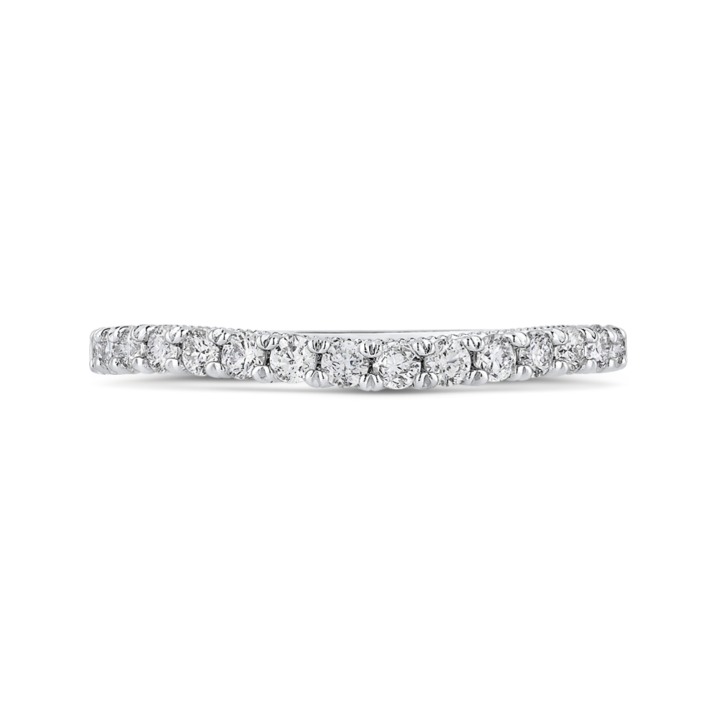 Round Diamond Half-Eternity Wedding Band in 14K White Gold