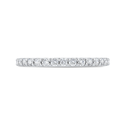 Round Diamond Half-Eternity Wedding Band in 14K White Gold
