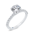 Round Diamond Engagement Ring In 14K White Gold (Semi-Mount)