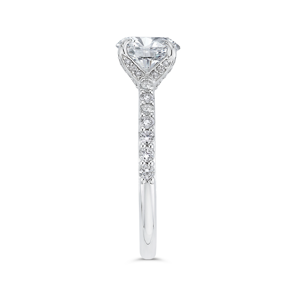 Round Diamond Engagement Ring In 14K White Gold (Semi-Mount)