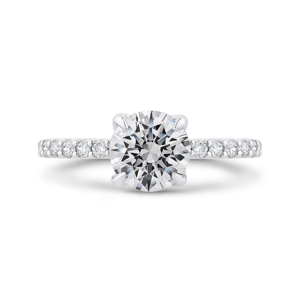 Round Diamond Engagement Ring In 14K White Gold (Semi-Mount)