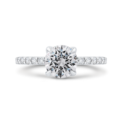 Round Diamond Engagement Ring In 14K White Gold (Semi-Mount)