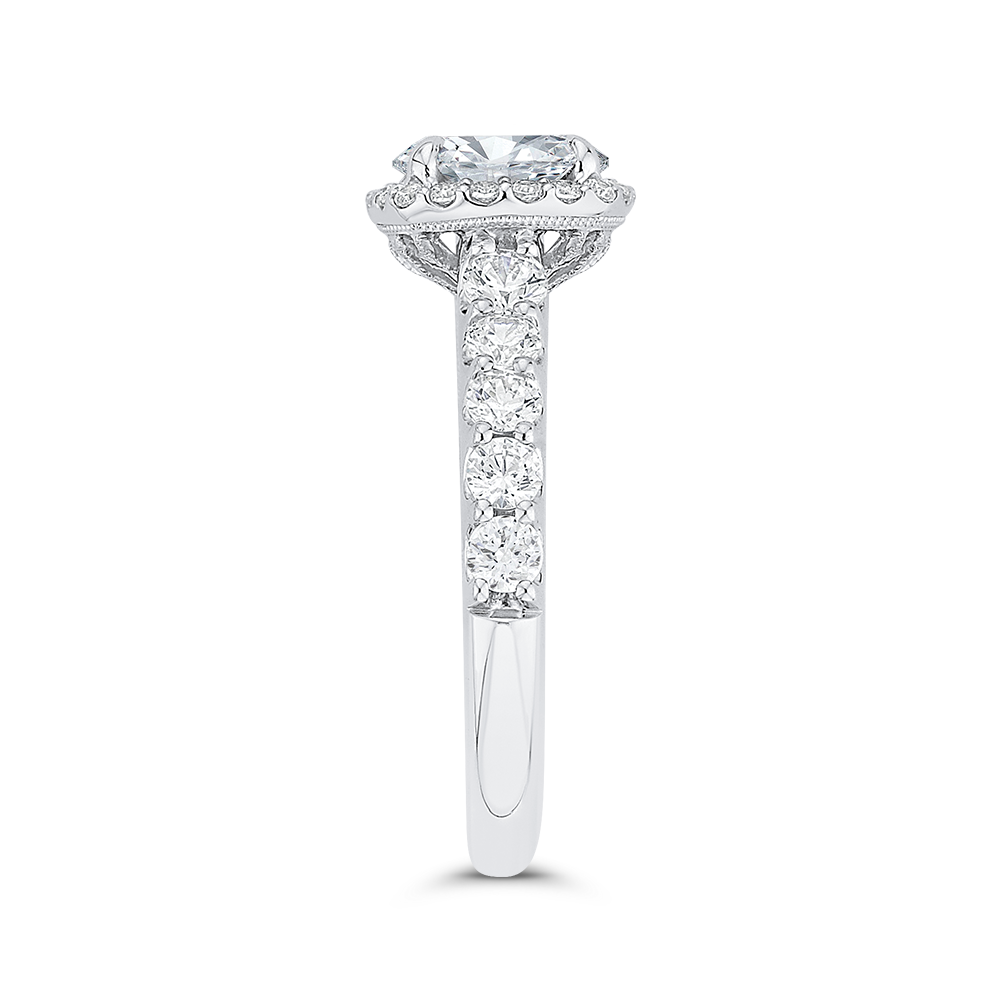Round Diamond Halo Engagement Ring in 14K White Gold (Semi-Mount)