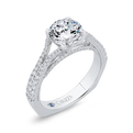 Euro Shank Diamond Halo Engagement Ring in 14K White Gold (Semi-Mount)