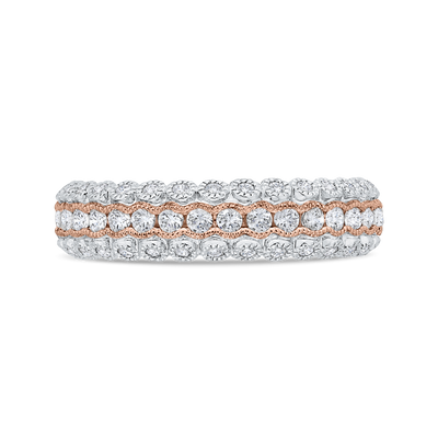 Diamond Wedding Band in 14K Two Tone Gold