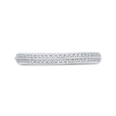 Euro Shank Round Diamond Wedding Band in 14K White Gold