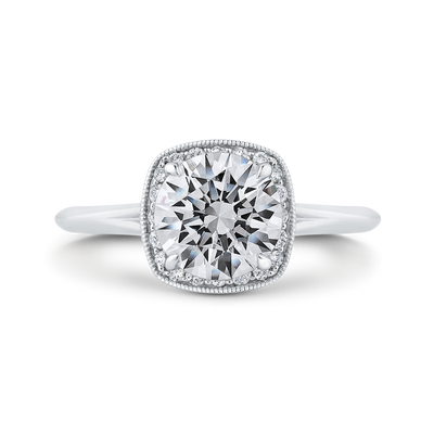 Diamond Halo Engagement Ring in 14K White Gold (Semi-Mount)