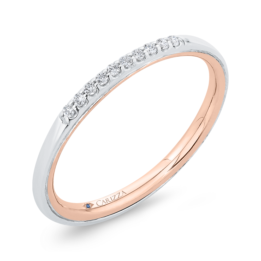 Diamond Wedding Band in 14K Two Tone Gold