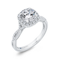 Split Shank Split Shank Round Diamond Halo Engagement Ring in 14K White Gold (Semi-Mount)