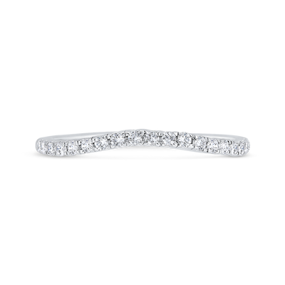 Half Run Round Diamond Wedding Band in 14K White Gold