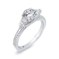 Euro Shank Round Diamond Three-Stone Plus Engagement Ring in 14K White Gold (Semi-Mount)