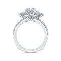 Euro Shank Round Diamond Three-Stone Plus Engagement Ring in 14K White Gold (Semi-Mount)