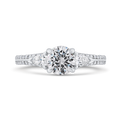 Euro Shank Round Diamond Three-Stone Plus Engagement Ring in 14K White Gold (Semi-Mount)