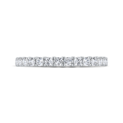 3/4 Run Round Diamond Wedding Band in 14K White Gold