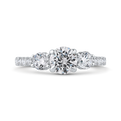 Round Diamond Three-Stone Plus Engagement Ring with Round Shank in 14K White Gold (Semi-Mount)