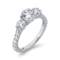 Round Diamond Three-Stone Plus Engagement Ring with Round Shank in 14K White Gold (Semi-Mount)