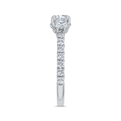 Round Diamond Three-Stone Plus Engagement Ring with Round Shank in 14K White Gold (Semi-Mount)
