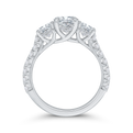 Round Diamond Three-Stone Plus Engagement Ring with Round Shank in 14K White Gold (Semi-Mount)