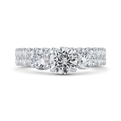 Round Diamond Three-Stone Plus Engagement Ring with Round Shank in 14K White Gold (Semi-Mount)