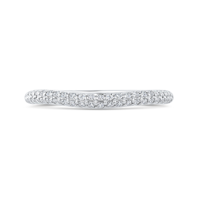 Double Row Round Diamond Wedding Band in 14K White Gold