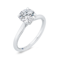 Round Diamond Solitaire Plus Engagement Ring with Milgrain 14K White Gold (Semi-Mount)