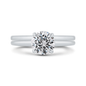 Round Diamond Solitaire Plus Engagement Ring with Milgrain 14K White Gold (Semi-Mount)