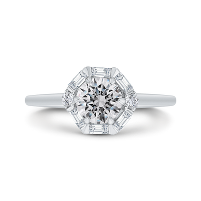 Round Diamond Halo Engagement Ring in 14K White Gold (Semi-Mount)