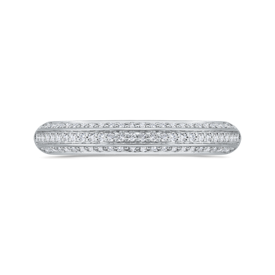 Three Row Diamond Wedding Band in 14K White Gold