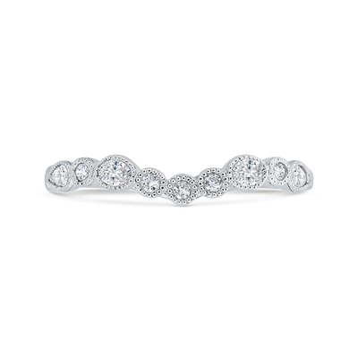 Bezel Set Diamond Wedding Band with Milgrain 14K White Gold