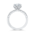 Split Shank Bezel Set Round Diamond Split Shank Engagement Ring with Milgrain 14K White Gold (Semi-Mount)