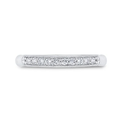 Diamond Wedding Band with Milgrain 14K White Gold