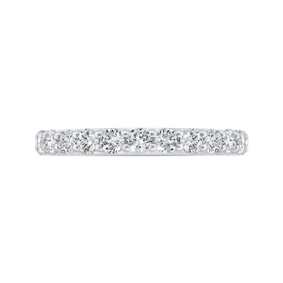 Half Run Diamond Wedding Band with Round Shank in 14K White Gold