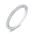 Half Run Diamond Wedding Band with Milgrain 14K White Gold