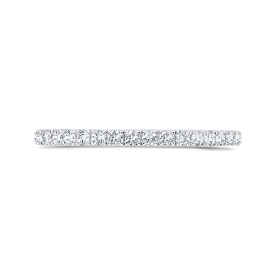 Half Run Diamond Wedding Band with Milgrain 14K White Gold
