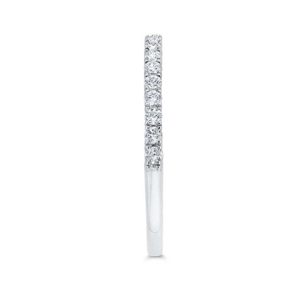 Half Run Diamond Wedding Band with Milgrain 14K White Gold
