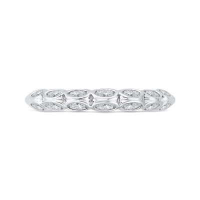 Bezel Set Double Row Diamond Wedding Band in 14K White Gold
