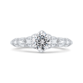 Bezel Set Double Row Round Diamond Engagement Ring in 14K White Gold (Semi-Mount)