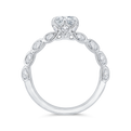 Bezel Set Double Row Round Diamond Engagement Ring in 14K White Gold (Semi-Mount)