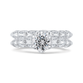 Bezel Set Double Row Round Diamond Engagement Ring in 14K White Gold (Semi-Mount)