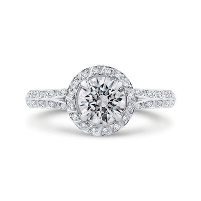 Split Shank Round Diamond Double Row Engagement Ring  in 14K White Gold (Semi-Mount)