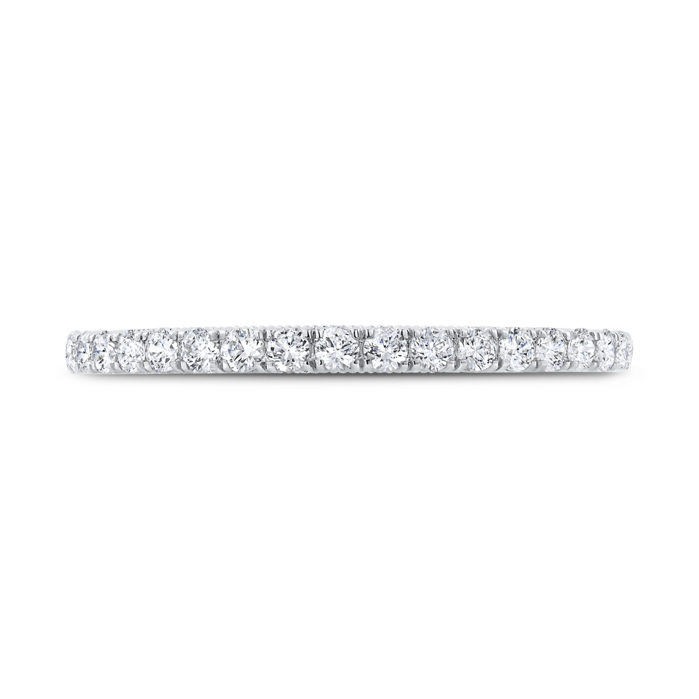 Diamond Wedding Band with Milgrain 14K White Gold