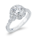 Diamond Halo Engagement Ring in 14K White Gold (Semi-Mount)