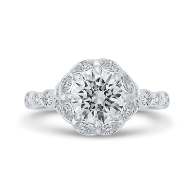 Diamond Halo Engagement Ring in 14K White Gold (Semi-Mount)