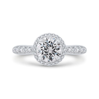 Diamond Halo Engagement Ring in 14K White Gold (Semi-Mount)