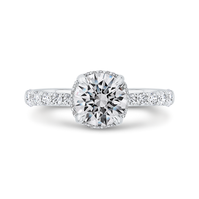 Diamond Halo Engagement Ring in 14K White Gold (Semi-Mount)