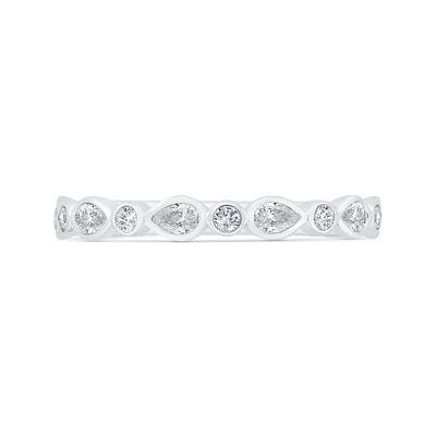 Bezel Set Diamond Wedding Band in 14K White Gold