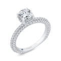 14K White Gold Round Cut Diamond 3/4 Run Engagement Ring (Semi-Mount)