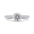 14K White Gold Round Cut Diamond 3/4 Run Engagement Ring (Semi-Mount)