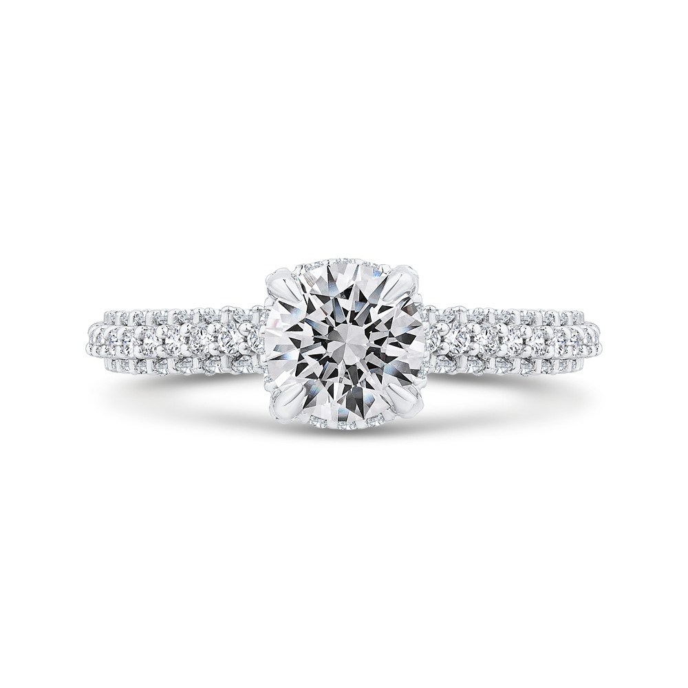 14K White Gold Round Cut Diamond 3/4 Run Engagement Ring (Semi-Mount)