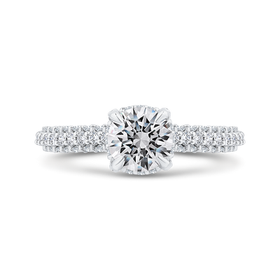 14K White Gold Round Cut Diamond 3/4 Run Engagement Ring (Semi-Mount)